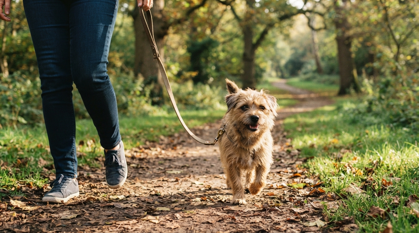Dog on a quiet walk